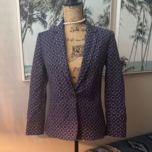 Elegant Navy Patterned Women’s Suit Set
